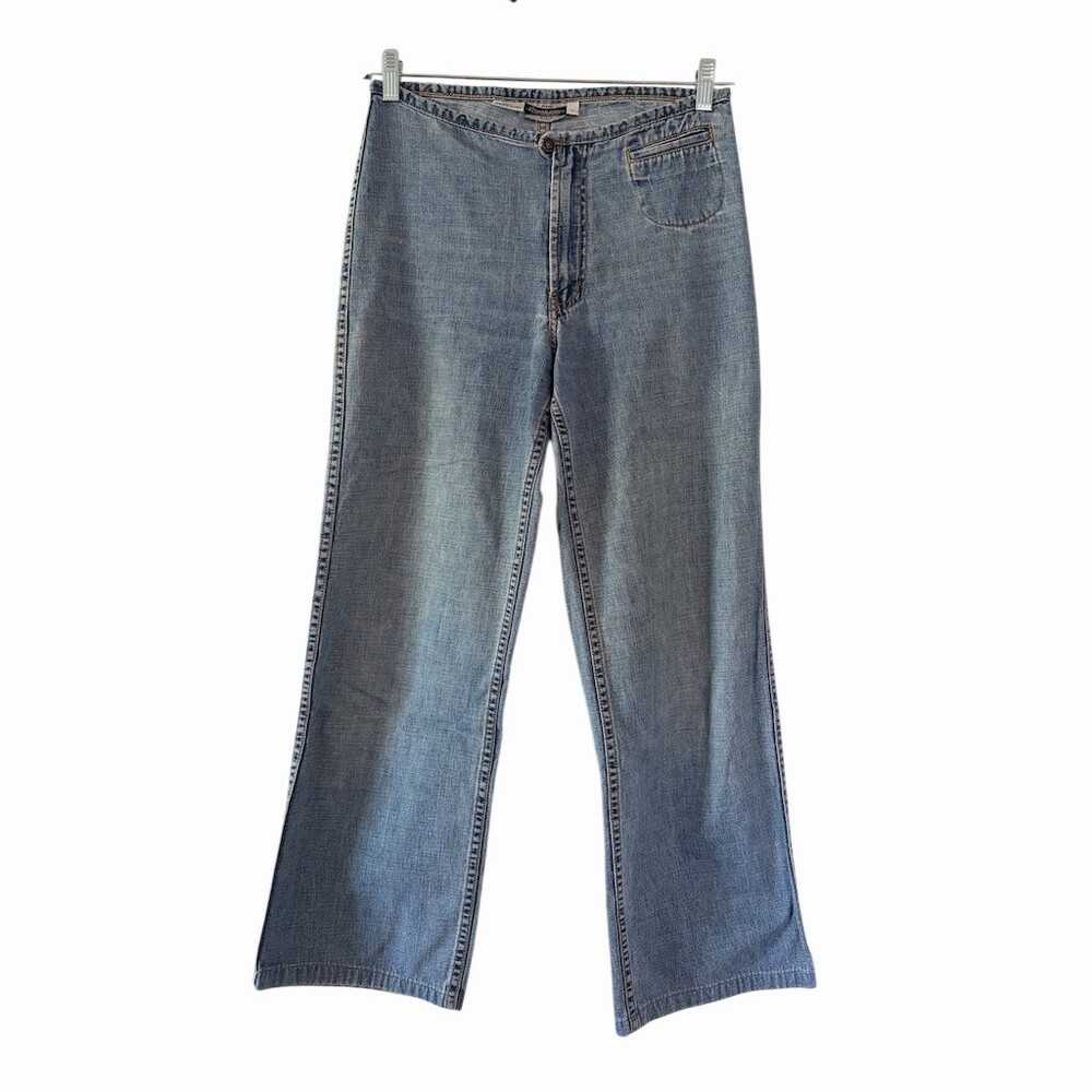 Y2K Evolution Jeans Womens Size 7 Blue Light Wash High Rise Wide-Leg Pockets